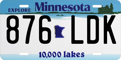 MN license plate 876LDK