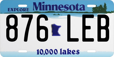 MN license plate 876LEB