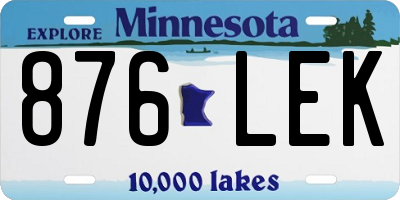 MN license plate 876LEK