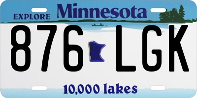 MN license plate 876LGK