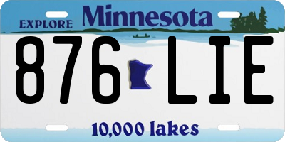 MN license plate 876LIE