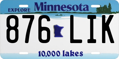 MN license plate 876LIK