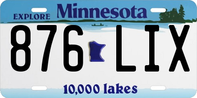 MN license plate 876LIX