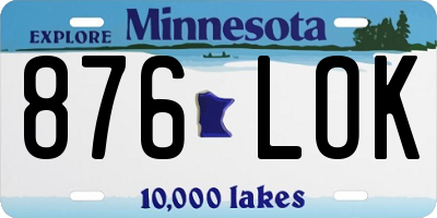 MN license plate 876LOK