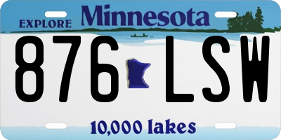 MN license plate 876LSW