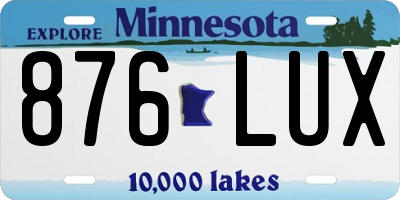 MN license plate 876LUX
