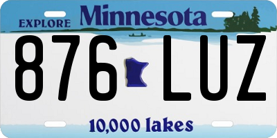 MN license plate 876LUZ