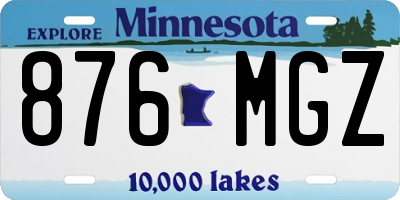 MN license plate 876MGZ
