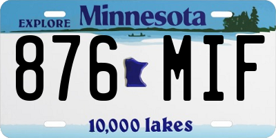 MN license plate 876MIF