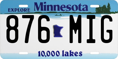 MN license plate 876MIG