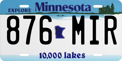 MN license plate 876MIR