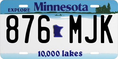 MN license plate 876MJK