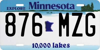 MN license plate 876MZG