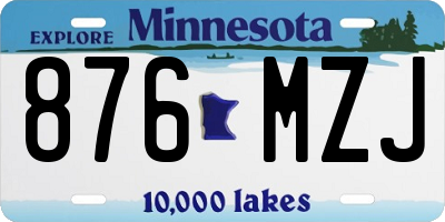 MN license plate 876MZJ