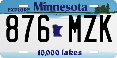 MN license plate 876MZK