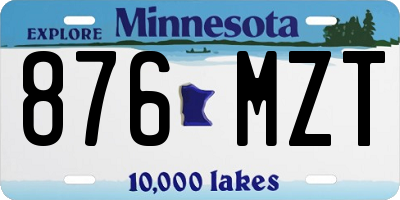 MN license plate 876MZT