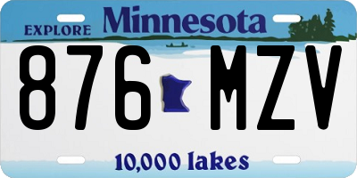 MN license plate 876MZV