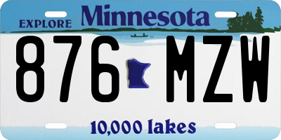 MN license plate 876MZW