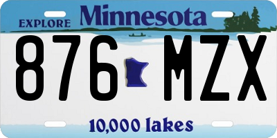 MN license plate 876MZX