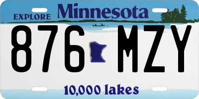 MN license plate 876MZY