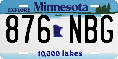 MN license plate 876NBG