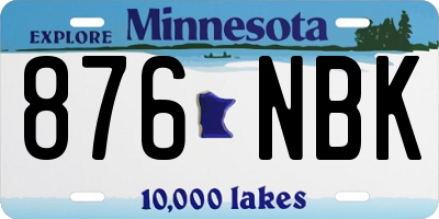 MN license plate 876NBK