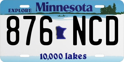 MN license plate 876NCD