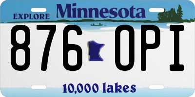 MN license plate 876OPI