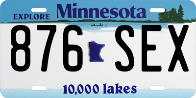 MN license plate 876SEX