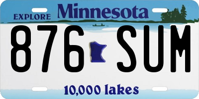 MN license plate 876SUM