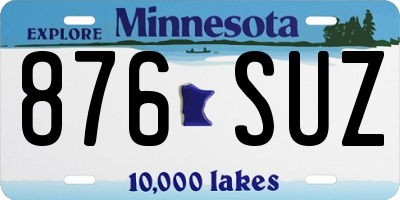 MN license plate 876SUZ