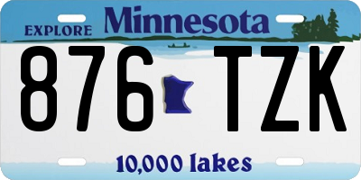 MN license plate 876TZK