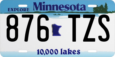 MN license plate 876TZS