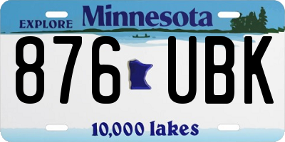 MN license plate 876UBK