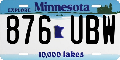 MN license plate 876UBW