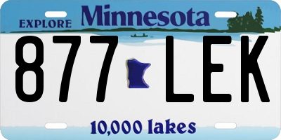 MN license plate 877LEK