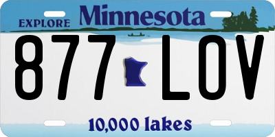 MN license plate 877LOV
