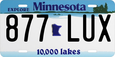 MN license plate 877LUX