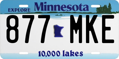 MN license plate 877MKE