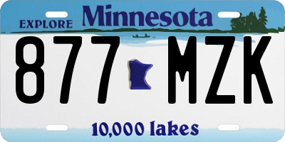 MN license plate 877MZK