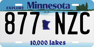 MN license plate 877NZC