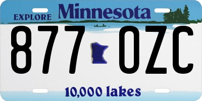 MN license plate 877OZC