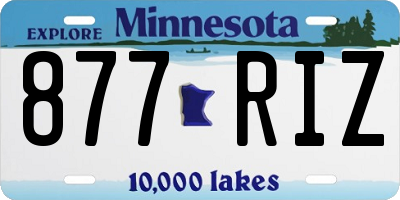 MN license plate 877RIZ