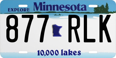 MN license plate 877RLK