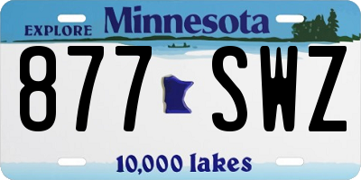 MN license plate 877SWZ
