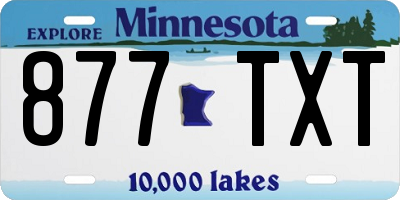 MN license plate 877TXT