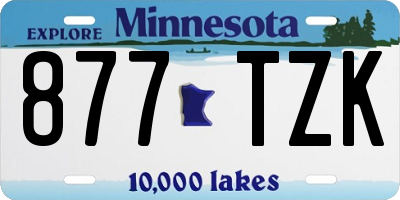 MN license plate 877TZK