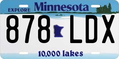 MN license plate 878LDX