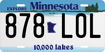 MN license plate 878LOL