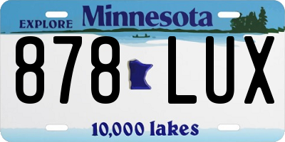 MN license plate 878LUX